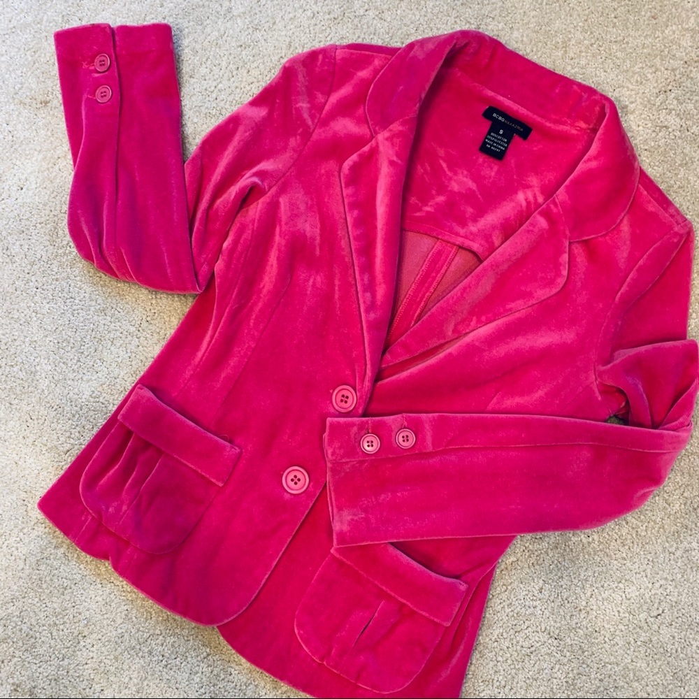 BCBG Max Azaria Crished Velvet Pocket Blazer